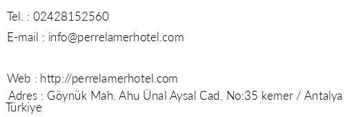Perre La Mer Hotel Resort & Spa telefon numaralar, faks, e-mail, posta adresi ve iletiim bilgileri